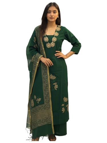 Image of ANNI Designer Women's Rayon Viscose Straight fit Printed Embroidered Kurta with Pant & Dupatta | Ethnic Kurta Set for Women | Daily, Office & Festive Traditional