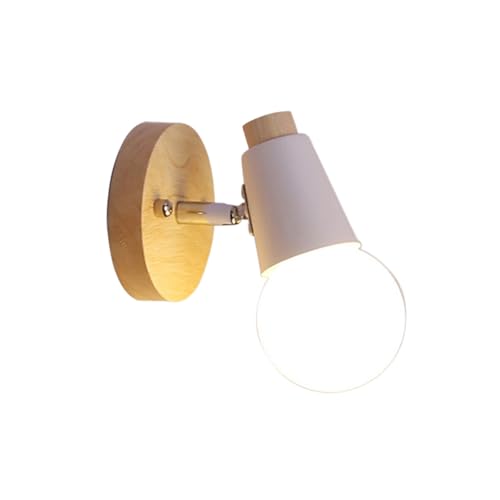 POPETPOP Aplique de Pared Moderno de Madera Maciza Lámpara Decorativa Minimalista para Iluminación Interior de Dormitorio y Loft Diseño sin Bombilla Color Blanco