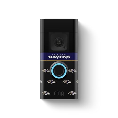 Image of All-New Limited Edition, Official NFL Faceplate for Ring Doorbells - Video Doorbell 3, Video Doorbell 3 Plus, Video Doorbell 4, Battery Doorbell Plus, and Battery Doorbell Pro | Baltimore Ravens