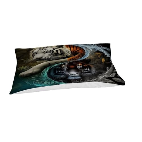Housse de couette cheval blanche sans repassage parure lit simple anti-plis