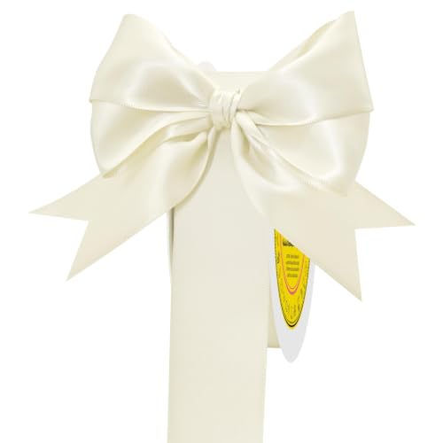Image of Double Face Antique White Satin Ribbon 1-1 /2 Inch x 50 Yards Polyester Ribbon for Gift Wrapping Valentine's Day Weddings Party Decorations Hair Bows Invitations