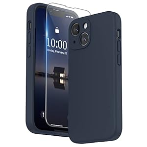 SURPHY Siliconen Hoesje voor iPhone 13 Mini(5,4″), Vloeibaar Siliconen Schokbestendige Case met Microvezel Voering（Individuele Bescherming voor Elke Lens）voor iPhone 13 Mini, Middernacht Blauw