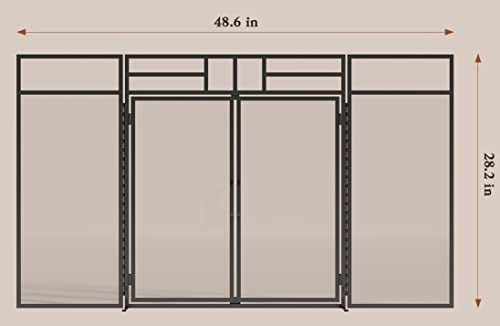 Image of Fire Beauty 3-Panel Magnetic Fireplace Screen Wrought Iron Spark Guard