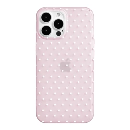 inewateri for iPhone 15 Pro Max Case Cute Polka Dot-Matte Pink White