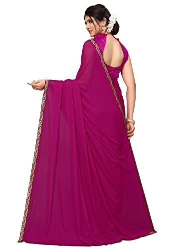 Image of SIRIL Women's Lace & Peral Work Saree with Unstitched Blouse Piece