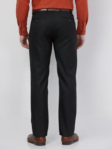 Image of Raymond Men Slim Fit Checks Pattern Polyester Blend Flat Front Formal Trouser