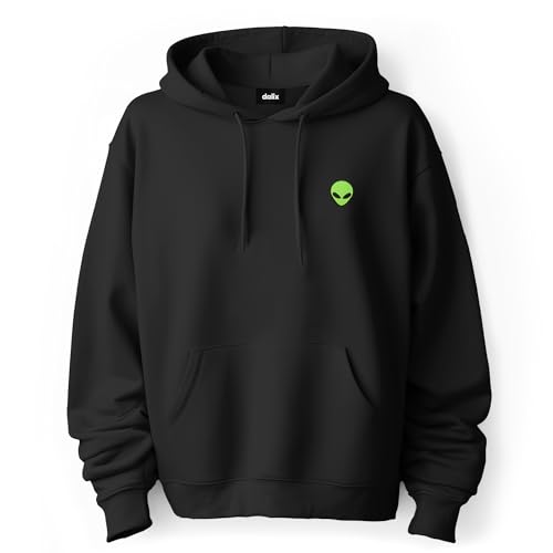 DALIX Alien Embroidered Fleece Zip Hoodie Cold Fall Winter Mens
