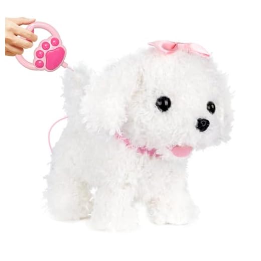 YH YUHUNG Perritos de Juguete Que Caminan y Ladran, Mueve la Cola como un Perro Real, Peluche Cachorro Pet Niñas y Niños de 3 4 5 6años (Blanco)