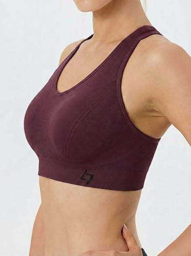 Image of FITTIN Supportive Sports Bras for Women: Padded Racerback for Yoga Workout | Full Coverage No Bounce Zero-Pressure Comfort Wide Strap Seamless for Pilates Gym - for C-DDD Cups Plus Size Large Bust Women