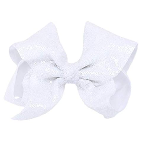 Bigood Infant Girls Plus Sequin 6'' Bowknot Headwear Hairpin Hair Clip Accessories White Cover