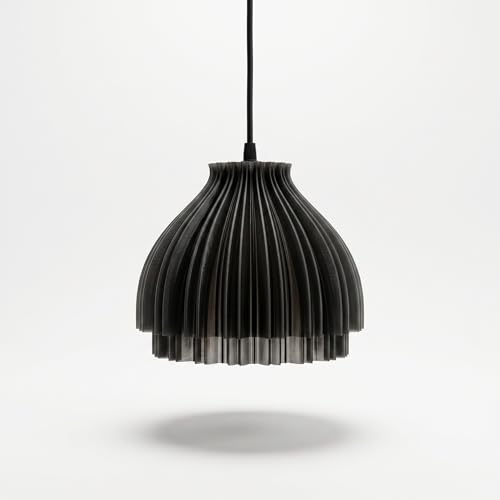 Image of Pendant Lamp 3D Printed for Home Decoration | Hanging Ceiling Light for Bedroom, Living Room, Dining Space | Stylish Modern Lamp for Ambient Lighting and Interior Design (Balck)
