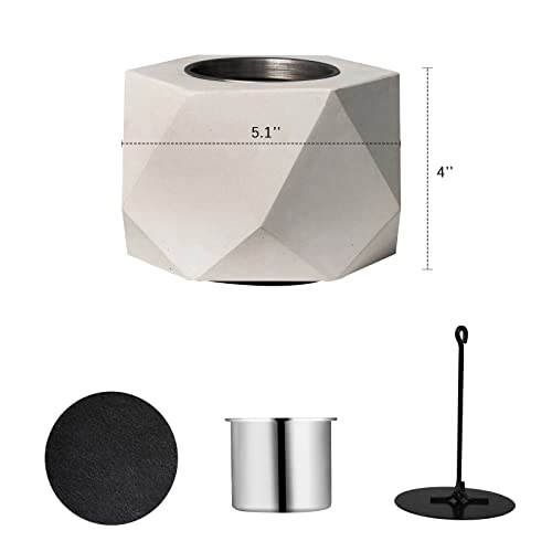 Table Top Fire Pit Bowl - Concrete Tabletop Fireplace Indoor Outdoor Decor Portable Rubbing Alcohol Burner Smores Maker For Patio Balcony With Extinguisher #TOP5