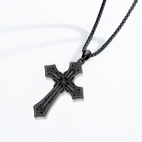 Gothic Cross/Crucifix/Celtic Cross/Virgin Mary/Heart/Flower Cross Necklace for Men Women 925 Sterling Silver Unisex Cross Pendant Christian Jewelry Christmas Gifts2