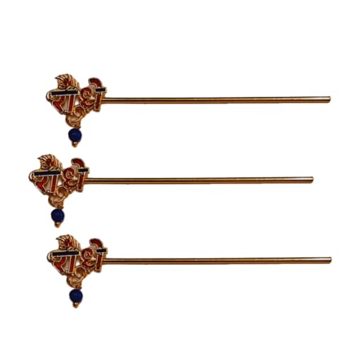 Image of Laddu Gopal Ji Metal Flute /Bansuri | Laddu Gopal Janmashtami Special Fancy Bansuri | Radha Peacock Design Bansuri for Thakur Ji (Pack of 3)