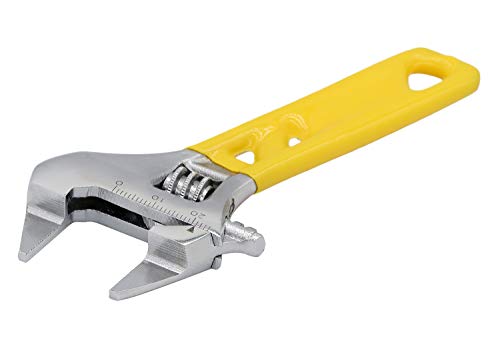 Image of Extra Slim Jaw 4-Inch Adjustable Wrench, Silver, High Carbon Steel