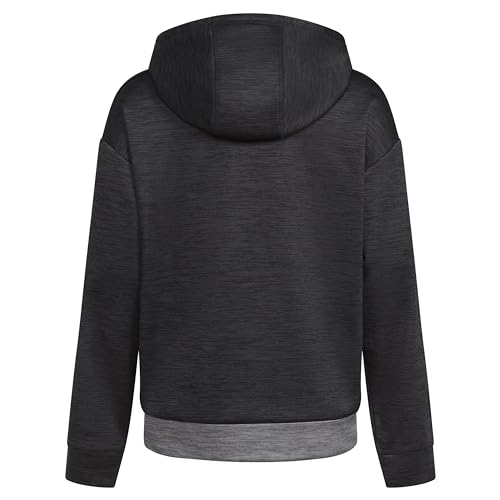 adidas Boys' Husky Pullover Hoodie Poly Hooded Sweatshirt, Black Heather2