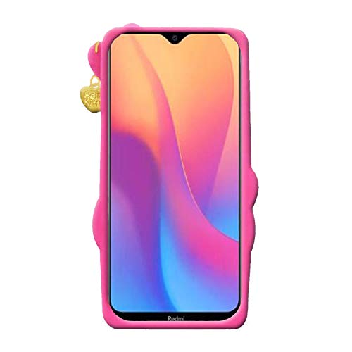 Image of Unirock Hello Kitty Back Case Cover for Redmi 8A| 3D Cute Hello Kitty Case |Soft Silicone Rubber Back Cover with Pendant Kitty Cover for Redmi 8A (Pink)