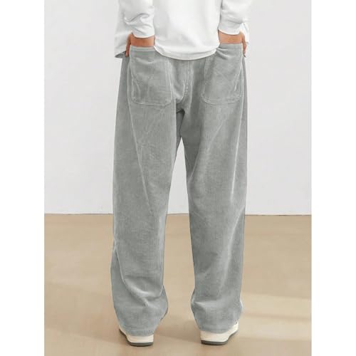 Pacificozy Mens Corduroy Pants, Fashion Vintage Elastic Waist Drawstring Casual Pants, Loose Fit Going Out Pant with Pockets3