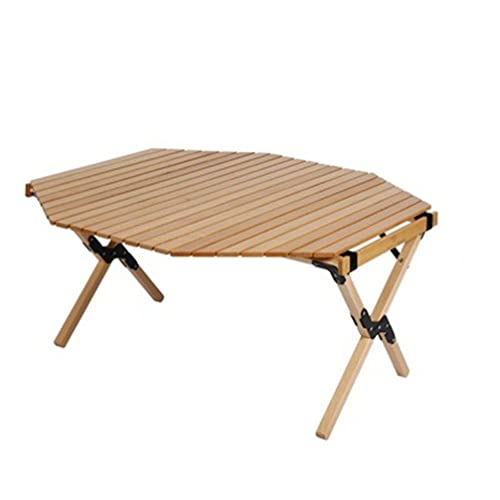 doubob Portable Folding Camping Roll-up Octagonal Table Top All-Purpose Use for Outdoor Beach BBQ Picnic, Natural Color