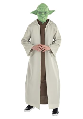Star Wars Yoda Costume for Men | Adult Jedi Master Robe and Mask Outfit Perfect for Halloween Fun Standard
