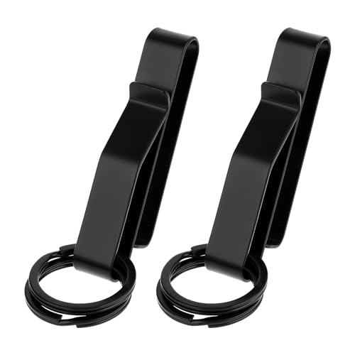 Mabor Duty Belt Key Holder, 2 Pcs Tactical Key Rings, Stainless Steel Tactical Keys Keychain Holders Belt Key Clip for Police Fire Agencies Accessories,Black
