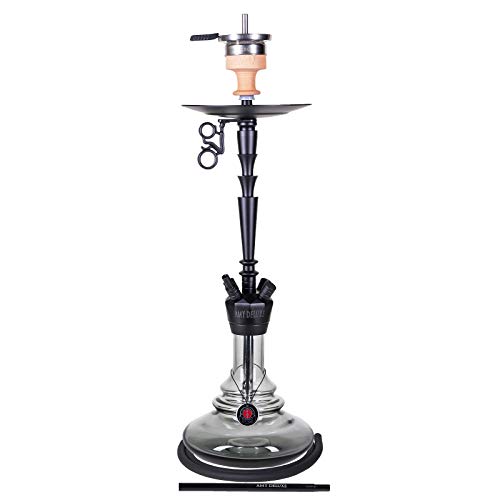 Amy Deluxe Shisha 065 - Shisha (aluminio, 80 cm, Black RS PSMBK, pipa de agua con clic, filo, sistema de cámara y cabezal de chimenea en caliente