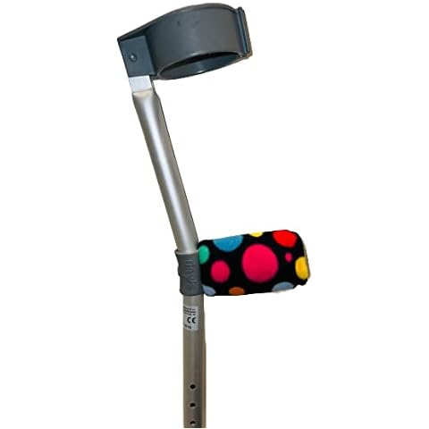 Crutch Handle Padded/Pad Covers (Set of 2) - Selection of Colours Designs Free P&P (Black Multi Spot) Cover