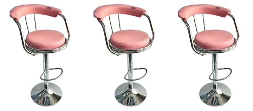 Image of GOYALSON Classic Height Adjustable and Revolving Bar Stool Kitchen Chair (3, Pink)