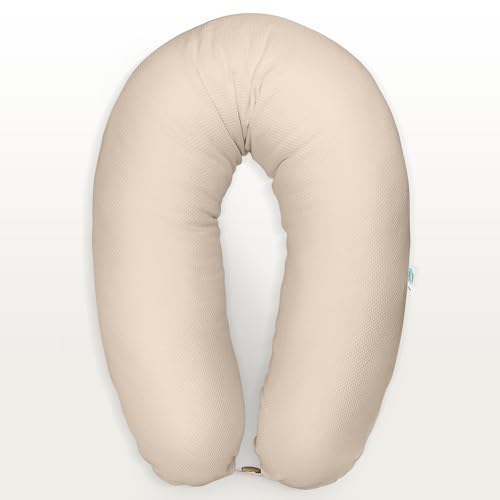 sei Design Cojín de lactancia XXL para embarazadas, almohada para dormir de lado, 190 x 30 cm, ergonómico (sello IGR) y relleno ajustable, incluye funda elástica de punto de gofre (100% algodón) |