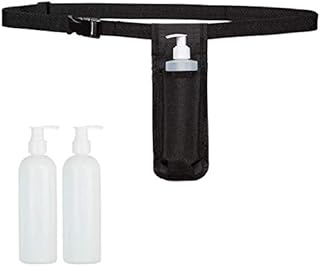 Adjustable Massage Oil Bottle Waist Holster  Durable Stitching & Heavy-Duty Belt + Fasteners. Reusable for Massage Oils & Lotions + Holds 250ml + 2 Bottles Included + 2 Sealable Pump Dispensers
