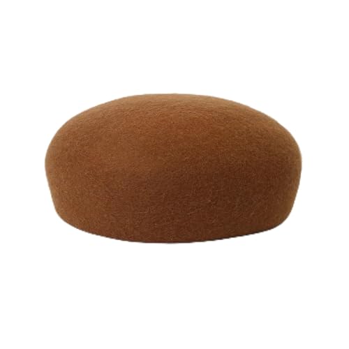 Genérico Beret Boina Estampada de Fieltro 100% Lana for otoño e Invierno. Tipo Pan/Calabaza for Mujer. Sombrero Pillbox Pintor for Hombre y(Dark Camel A)