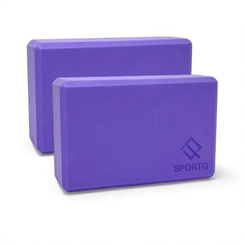 SportQ Yoga Block Block 2 Pcs High Density EVA Foam Non Slip Yoga Block for Home & Gym Improve Stretching for Yoga/Pilates/Fitness (Purple)