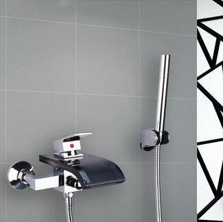 Ensemble de robinet de douche cascade mural avec mitigeur cuivre chromé