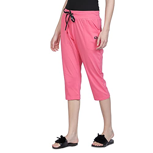 Image of Club A9 Womens Regular Fit Solid Cotton Capri Pants for Daily Casual Wear