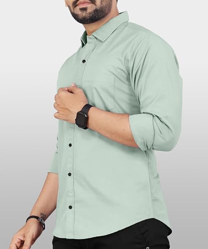 Image of Men's Cotton Full Sleeve Shirt | Regular Fit Casual & Formal Wear with Patch Pocket