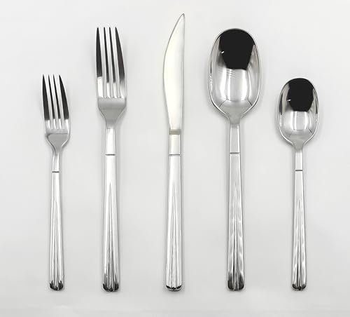 HiFind Silverware Set for 4, 20 Piece Heavy Duty Stainless Steel Flatware Utensils Cutlery Set with Forks, Knives, Spoons, and Serving Utensils, Mirror Polished Cutlery Utensil Set