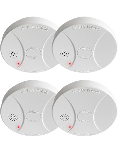 4 Pack Smoke Alarms for Home 10-Year Life Fire Alarms with 9V Replaceable Battery Smoke Detector Battery Operated Conforms to EN 14604 Standard Small Size