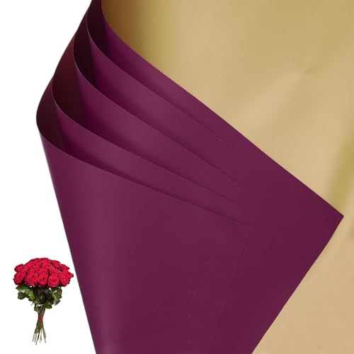 Papier d'emballage fleuriste violet et doré imperméable pour bouquets de mariage | 20 feuilles