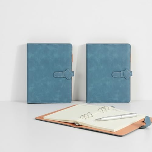 Image of A5 Leather Diary for Men & Women | Premium Refillable Ring Binder Notebook with 150 Ruled Pages | Magnetic Closure Office Diary, Planner, Personal Journal & Writing Notebook