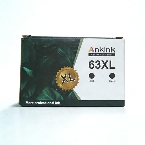 Ankink 63XL Ink Cartridges Replacement for HP 63 XL (Black 2-Pack)...