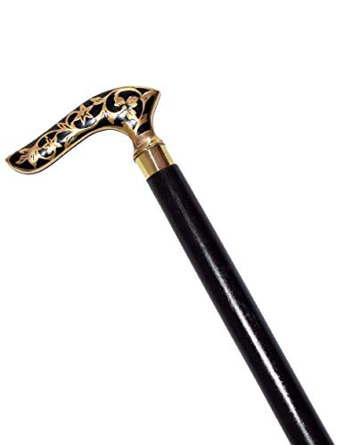 Generic Vintage King Victorian Brass Walking Stick Cane Brass Handle with Black Wooden Cane (3 Fold Wooden Walking Cane ),36 Inch(VK003)