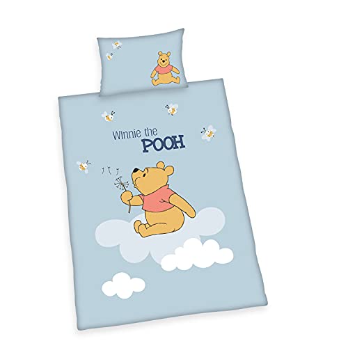 Herding Parure de Lit Disney Winnie l'Ourson, Taie d'Oreiller 40 x 60 cm avec Ouverture Portefeuille, Housse de Couette 100 x 135 cm, Avec Fermeture Éclair Facile, 100%...