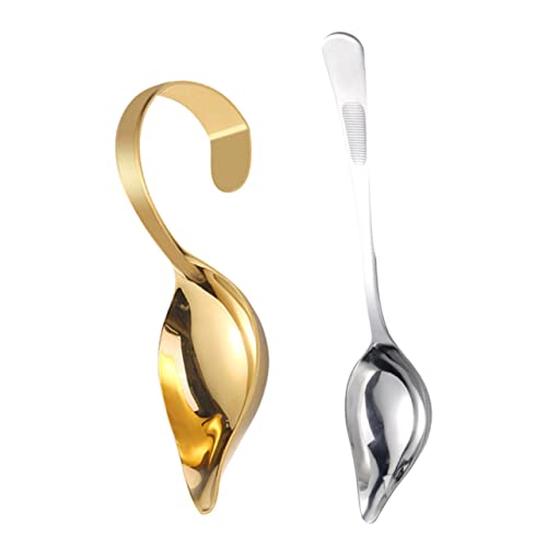OFFSCH 2pcs Stainless Steel Sauce Spoons Saucier Spoons Long Handle Easy to Clean Dishwasher Safe Great for Drizzling Sauces Sauce Spoon Unique Gravy Ladle
