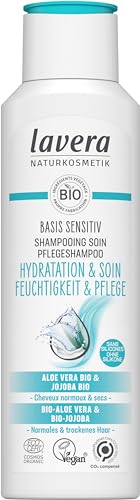 lavera basis sensitiv Shampoo Feuchtigkeitspflege & Pflege – ohne Silikon – intensive Feuchtigkeit & sanfte Pflege – vegan – Naturkosmetik – 250 ml