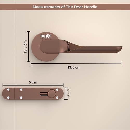 Image of GLOXY Push to Close Latch Lock for Main Door, Keyless Pull Door Lock for Bedroom, Door Lock Handle Set with Keys for Bathroom, Balcony |Rose Gold Finish (2 Years Warranty, Pack of 1)