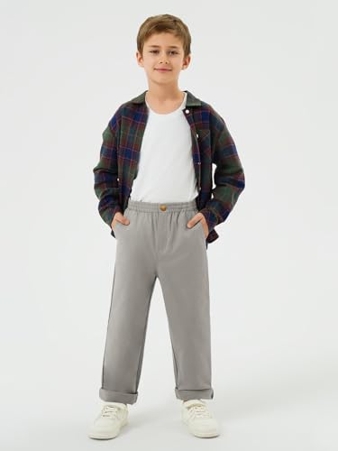 Image of Haloumoning Boys School Uniform Chino Pants Kids Twill Pants 5-14 Years