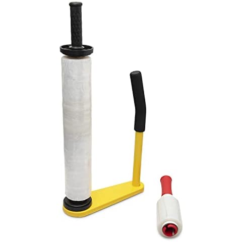 Birdtown Traders Stretch-Folien-Spender - Palettenverpackungswerkzeug für Verpackung, Versand, Lager, Logistik - verstellbar für 43,2 cm und 48,3 cm Rollen Schrumpffolie, mit Handwickelwerkzeug Cover