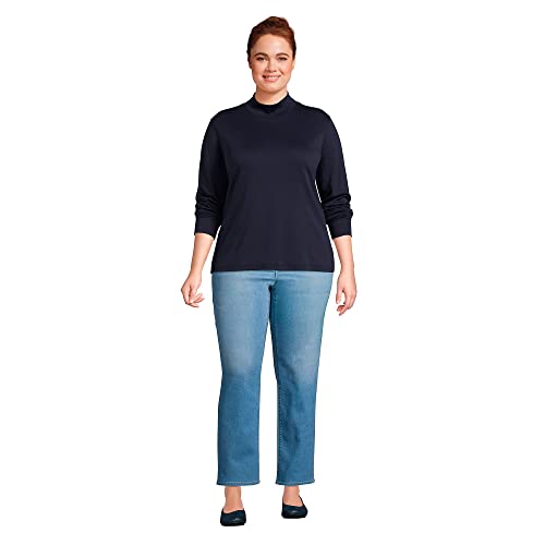Lands' End Women's Long Sleeve American-Grown Supima Cotton Mock Turtleneck Shirt4