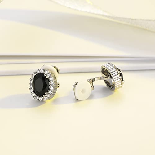 SELOVO Egg-shaped Clip on Huggie No Pierced Stud Earrings Clip Oval Cubic Zirconia2