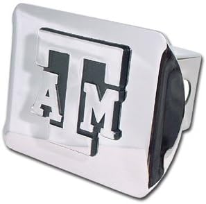 Texas A&M University Aggies "Bright Polished Chrome with Chrome “ATM” Emblem" NCAA College Sports Trailer Hitch Cover Fits 2 Inch Auto Car Truck Receiver